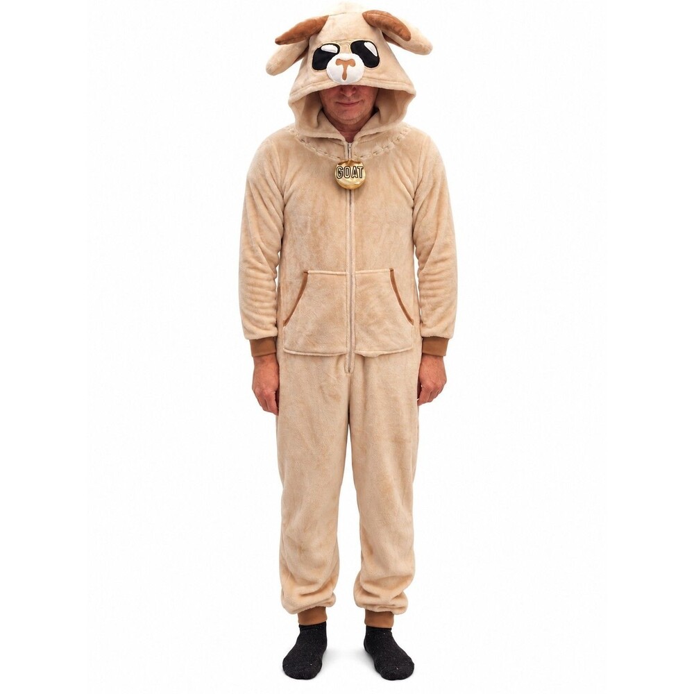 Furry Goat Hooded Jumpsuit Halloween Costume Adult Unisex Size M Women's 8-10
